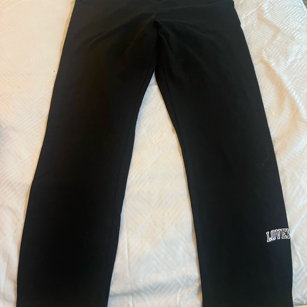 PINK Victoria's Secret Black Leggings with LOVE Detail